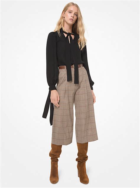 Tattersall Pleated Stretch Wool Culottes 